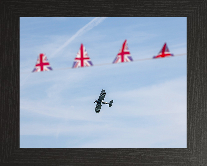 Swordfish Plane flies behind Union Jack Bunting Photo Print - Royal Navy Aircraft Posters, Prints, & Visual Artwork Hampshire Prints 10 x 8 Black Frame No