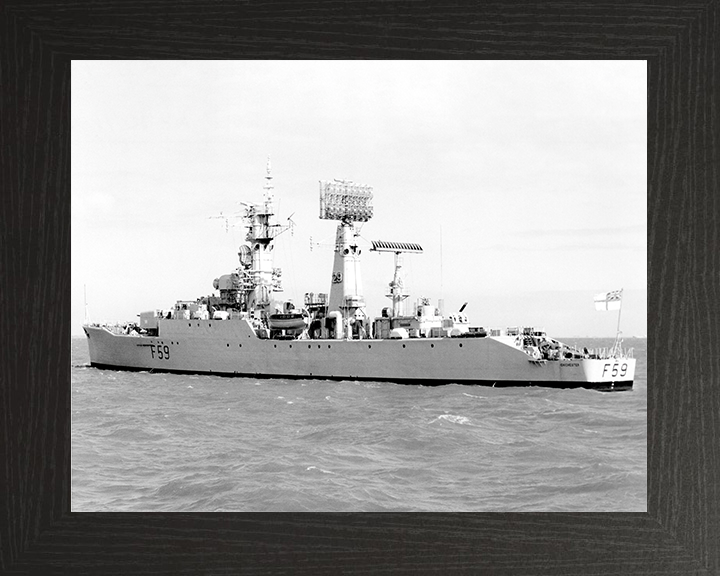 HMS Chichester (F59) Royal Navy Salisbury Class Frigate Port Side View Photo Print Wall Art Decor Posters, Prints, & Visual Artwork Hampshire Prints 10 x 8 Black Frame No