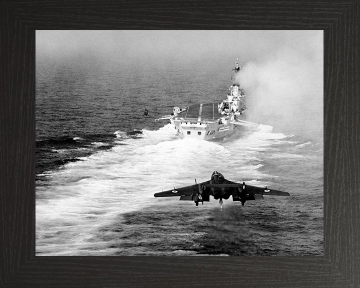 HMS Ark Royal (R09) Royal Navy Audacious Class Aircraft CarrierWith Sea Vixen Photo Print Wall Art Decor Posters, Prints, & Visual Artwork Hampshire Prints 10 x 8 Black Frame No