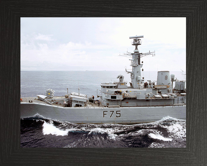 HMS Charybdis (F75) Royal Navy Leander Class Frigate During a RAS Photo Print Wall Art Decor Posters, Prints, & Visual Artwork Hampshire Prints 10 x 8 Black Frame No