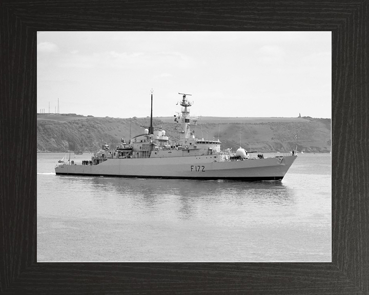 HMS Ambuscade (F172) Royal Navy Type 21 Frigate Starboard View Black and White Photo Print Wall Art Decor Posters, Prints, & Visual Artwork Hampshire Prints 10 x 8 Black Frame No