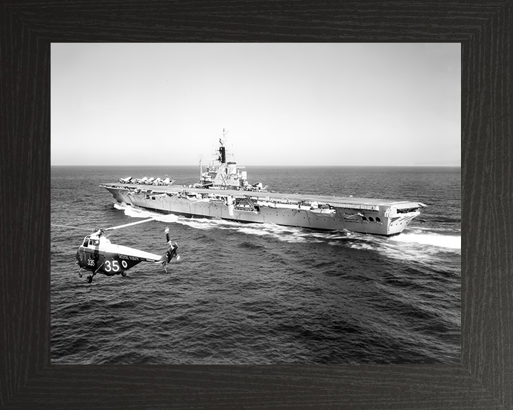 HMS Centaur (R06) Royal Navy Centaur Class Carrier With Helicopter Photo Print Wall Art Decor Posters, Prints, & Visual Artwork Hampshire Prints 10 x 8 Black Frame No