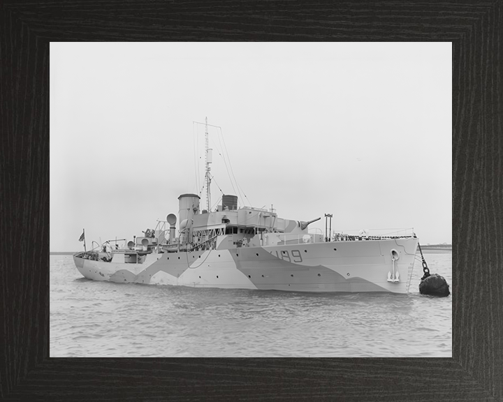 HMS Bergamot (K189) Royal Navy Flower Class Corvette At A Buoy 1942 Photo Print Wall Art Decor Posters, Prints, & Visual Artwork Hampshire Prints 10 x 8 Black Frame No