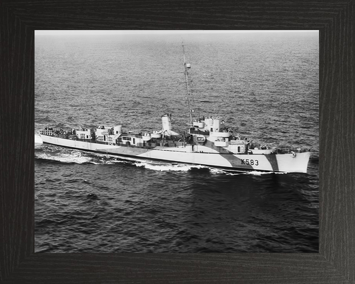 HMS Hotham (K583) Photo Print - At Sea 1944 - Royal Navy Captain Class Frigate Hampshire Prints 10 x 8 Black Frame No