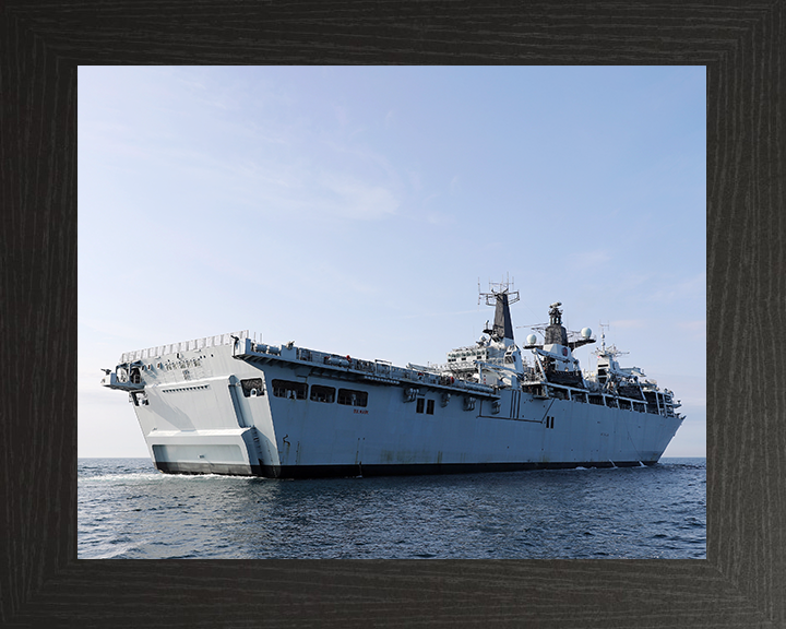 HMS Bulwark (L15) Royal Navy Albion Class Amphibious Ship Low Starboard Quarter View Photo Print Wall Art Decor Posters, Prints, & Visual Artwork Hampshire Prints 10 x 8 Black Frame No