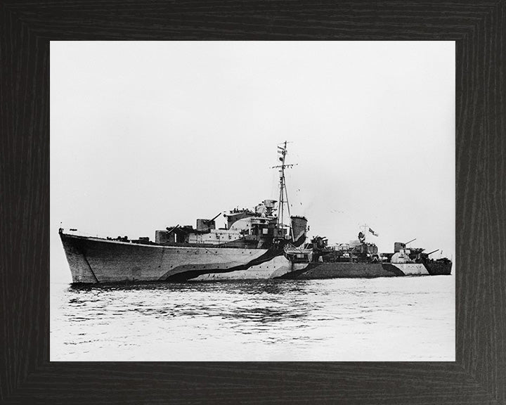 HMS Queenborough (G70) Photo Print - Port Side - Royal Navy Q Class Destroyer Hampshire Prints 10 x 8 Black Frame No