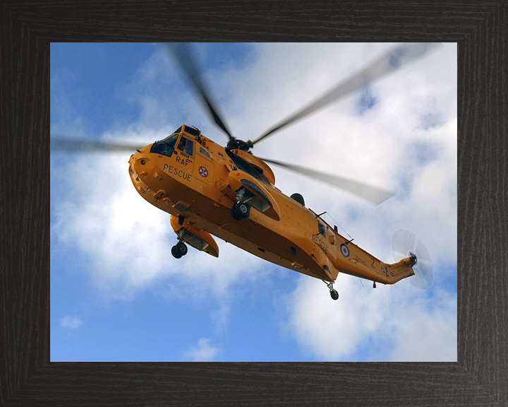 RAF (SAR) Sea King Helicopter From Below 2007 Photo Print - Royal Air Force Aircraft Posters, Prints, & Visual Artwork Hampshire Prints 10 x 8 Black Frame No