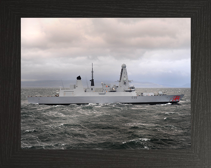 HMS Dragon (D35) Photo Print - During Sea Trials - Royal Navy Type 45 Destroyer Hampshire Prints 10 x 8 Black Frame No