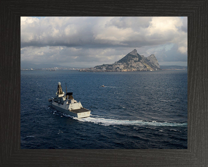 HMS Daring (D32) Photo Print - Off Gibraltar Feb 2014 - Royal Navy Type 45 Destroyer Posters, Prints, & Visual Artwork Hampshire Prints 10 x 8 Black Frame No