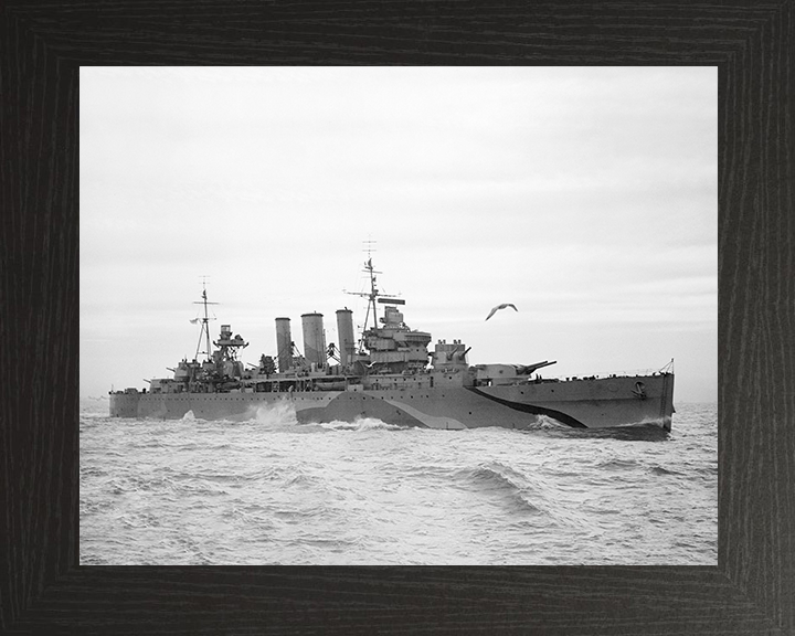 HMS Kent (54) Photo Print - Starboard View - Royal Navy County Class Heavy Cruiser Hampshire Prints 10 x 8 Black Frame No