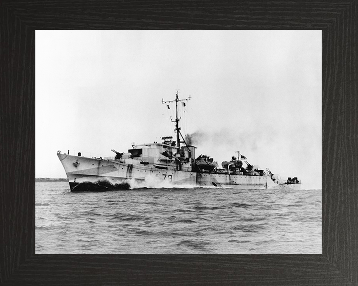 HMS Brissenden (L79) Royal Navy Hunt Class Destroyer Port Side View Photo Print Wall Art Decor Posters, Prints, & Visual Artwork Hampshire Prints 10 x 8 Black Frame No