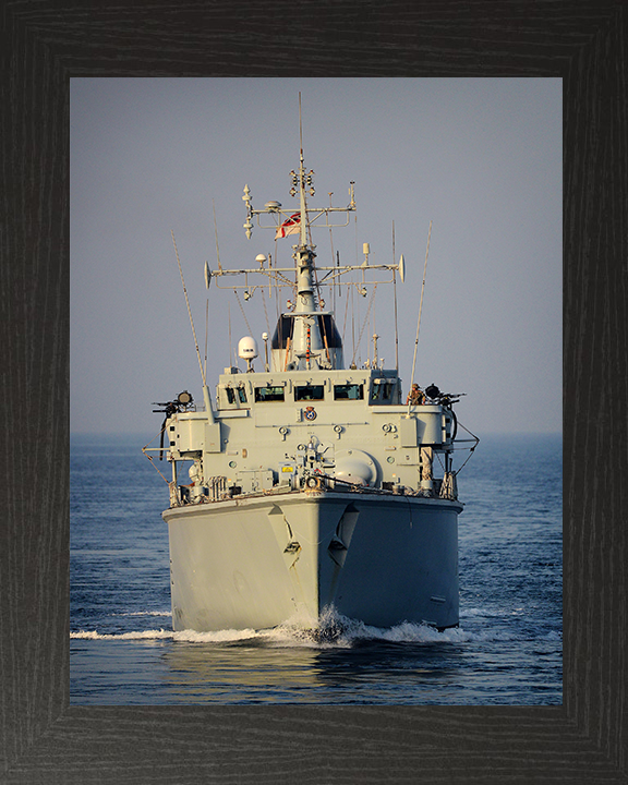 HMS Chiddingfold (M37) Royal Navy Hunt Class Minehunter Low Bow View Photo Print Wall Art Decor Posters, Prints, & Visual Artwork Hampshire Prints 10 x 8 Black Frame No
