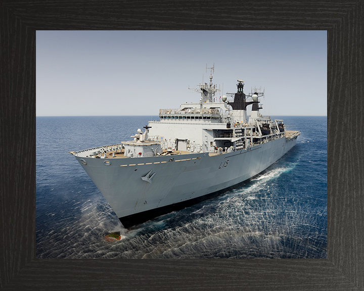 HMS Bulwark (L15) Royal Navy Albion Class Amphibious Ship From A Helicopter Photo Print Wall Art Decor Posters, Prints, & Visual Artwork Hampshire Prints 10 x 8 Black Frame No