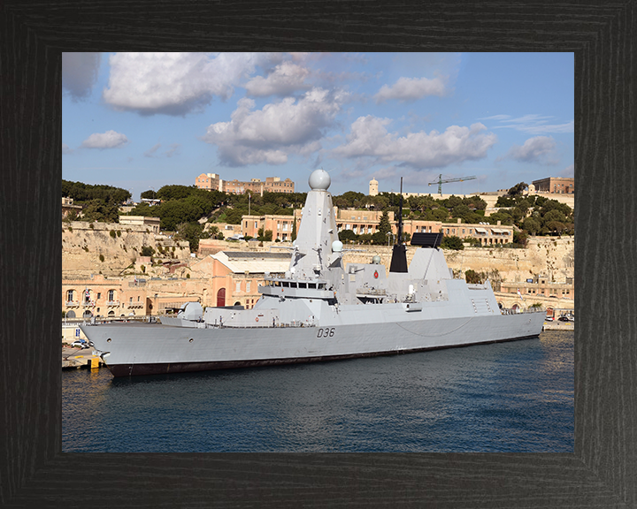 HMS Defender (D36) Photo Print - Valletta 2014 - Royal Navy Type 45 Destroyer Posters, Prints, & Visual Artwork Hampshire Prints 10 x 8 Black Frame No