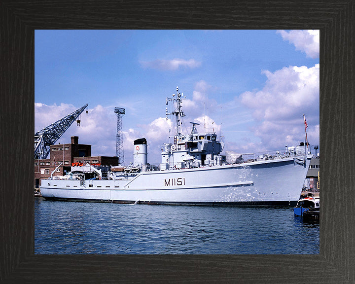 HMS Iveston (M1151) Photo Print - Alongside - Royal Navy Ton Class Minesweeper Hampshire Prints 10 x 8 Black Frame No