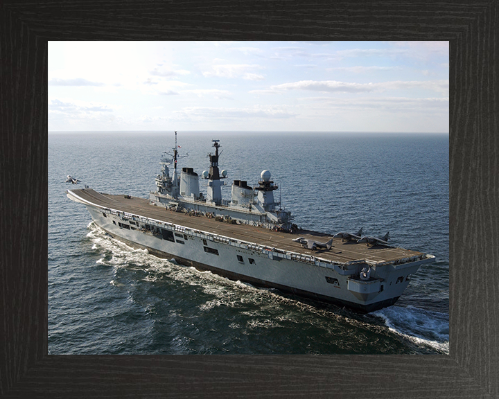 HMS Illustrious (R06) Photo Print - At Sea 2009 - Royal Navy Invincible Class Aircraft Carrier Hampshire Prints 10 x 8 Black Frame No