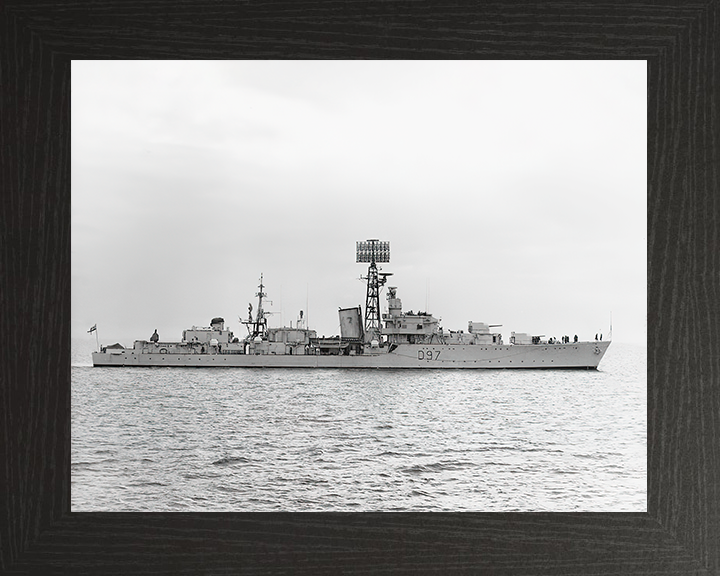HMS Corunna (D97) Royal Navy Battle Class Destroyer Starboard Beam View Photo Print Wall Art Decor Posters, Prints, & Visual Artwork Hampshire Prints 10 x 8 Black Frame No