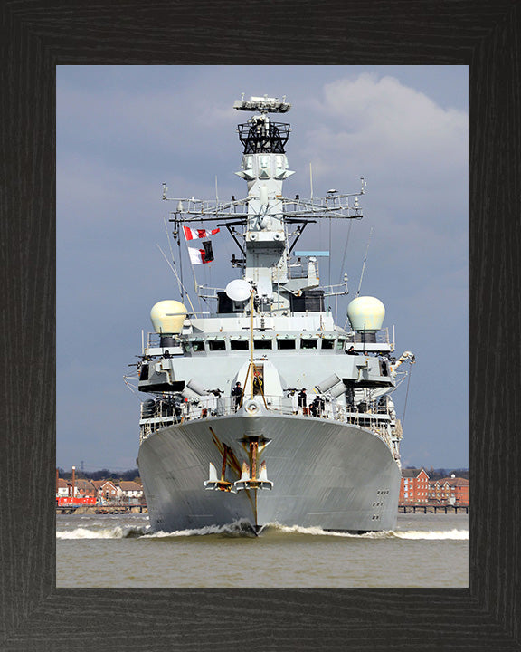 HMS Westminster (F237) Photo Print - Low Bow View - Royal Navy Type 23 Frigate Hampshire Prints 10 x 8 Black Frame No
