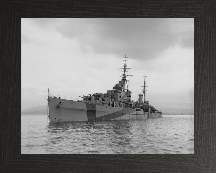 HMS Bellona (63) Royal Navy Dido Class Light Cruiser Port Side View Photo Print Wall Art Decor Posters, Prints, & Visual Artwork Hampshire Prints 10 x 8 Black Frame No