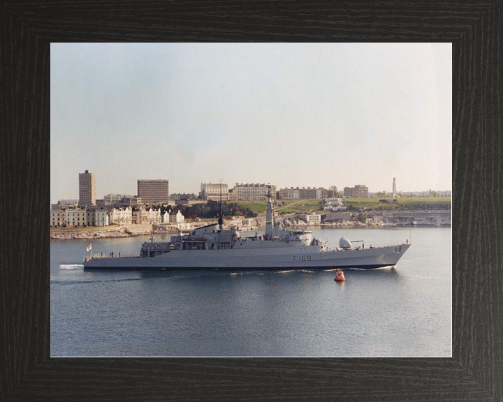 HMS Amazon (F169) Royal Navy Type 21 Frigate Leaving Plymouth Photo Print Wall Art Decor Posters, Prints, & Visual Artwork Hampshire Prints 10 x 8 Black Frame No