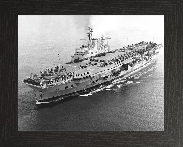 HMS Ark Royal (R09) Royal Navy Audacious Class Aircraft Carrier High Port Bow View Photo Print Wall Art Decor Posters, Prints, & Visual Artwork Hampshire Prints 10 x 8 Black Frame No