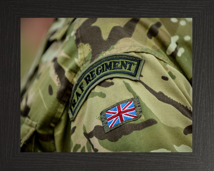 RAF Regiment Shoulder Patches Photo Print - Royal Air Force Hampshire Prints 10 x 8 Black Frame No