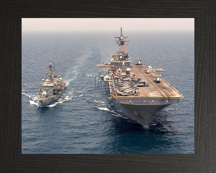 HMS Argyll (F231) Photo Print - With USS Kearsage 2005 - Royal Navy Type 23 Frigate Posters, Prints, & Visual Artwork Hampshire Prints 10 x 8 Black Frame No