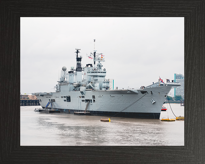 HMS Ark Royal (R07) Royal Navy Invincible Class Aircraft Carrier At A Buoy Photo Print Wall Art Decor Posters, Prints, & Visual Artwork Hampshire Prints 10 x 8 Black Frame No
