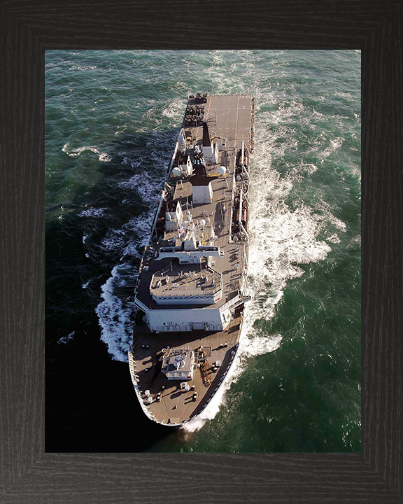 HMS Bulwark (L15) Royal Navy Albion Class Amphibious Ship From Above Photo Print Wall Art Decor Posters, Prints, & Visual Artwork Hampshire Prints 10 x 8 Black Frame No