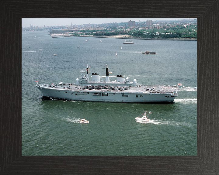 HMS Ark Royal (R07) Royal Navy Invincible Class Aircraft Carrier New York 1986 Photo Print Wall Art Decor Posters, Prints, & Visual Artwork Hampshire Prints 10 x 8 Black Frame No