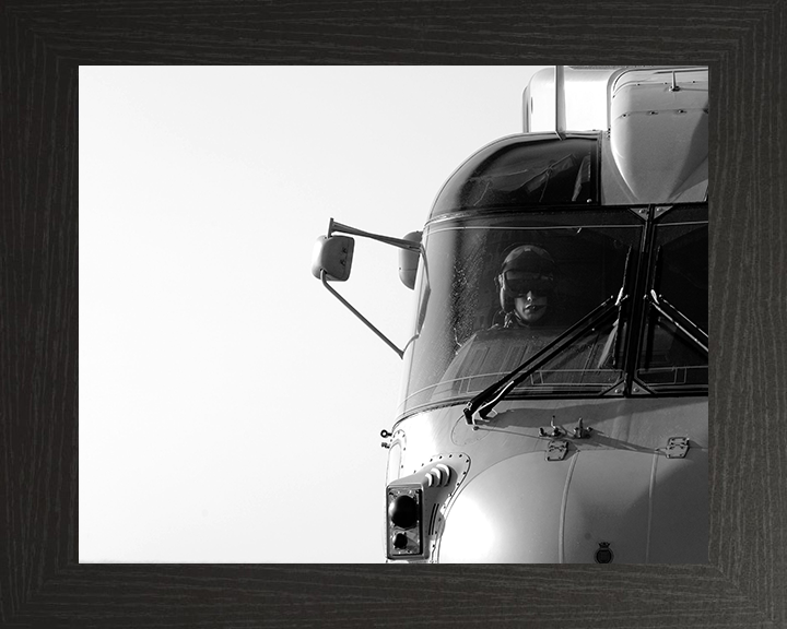 Merlin Helicopter Pilot Portrait Photo Print - Royal Navy Aircraft Hampshire Prints 10 x 8 Black Frame No