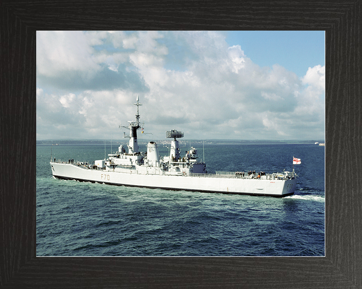 HMS Apollo (F70) Royal Navy Leander Class Frigate Leaving Port Photo Print Wall Art Decor Posters, Prints, & Visual Artwork Hampshire Prints 10 x 8 Black Frame No