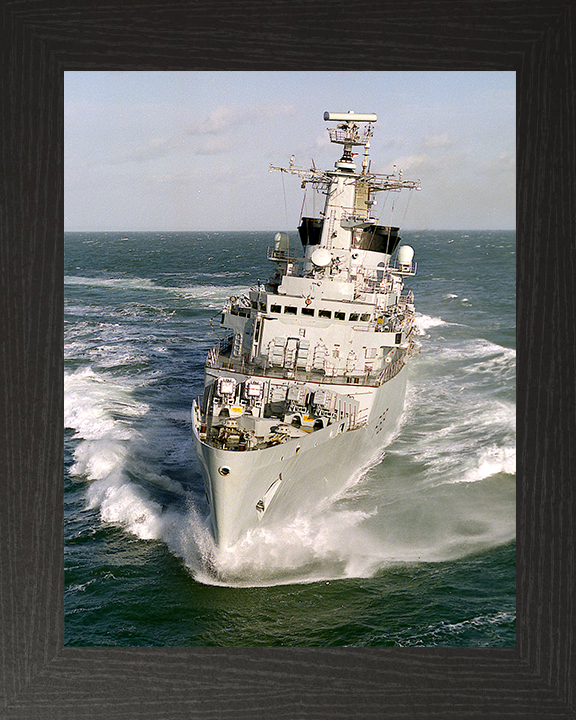 HMS Broadsword (F88) Royal Navy Type 22 Frigate Bow View at Sea Photo Print Wall Art Decor Posters, Prints, & Visual Artwork Hampshire Prints 10 x 8 Black Frame No