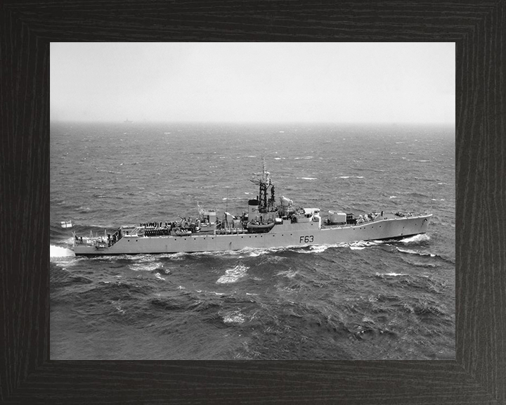 HMS Scarborough (F63) Photo Print - At Sea 1960 - Royal Navy Whitby Class Frigate Posters, Prints, & Visual Artwork Hampshire Prints 10 x 8 Black Frame No