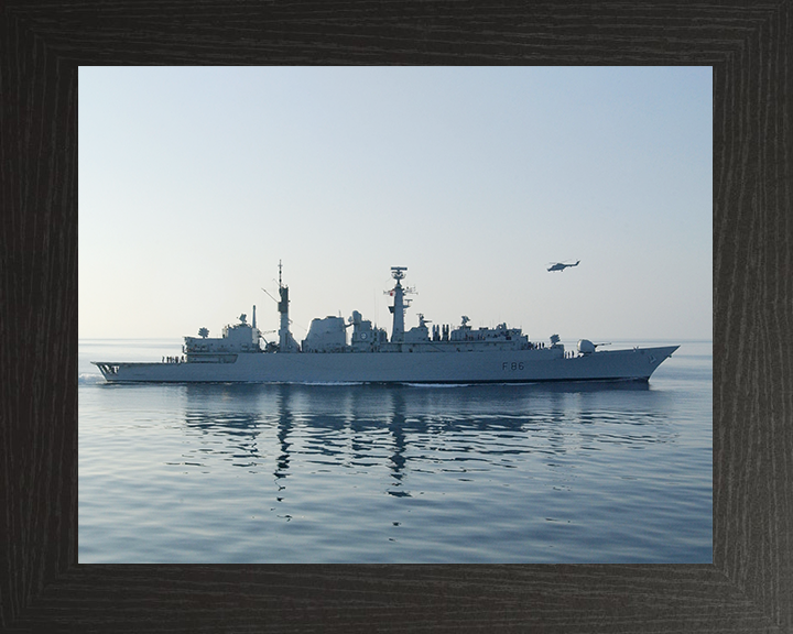 HMS Campbeltown (F86) Royal Navy Type 22 Frigate Starboard Beam Reflections Photo Print Wall Art Decor Posters, Prints, & Visual Artwork Hampshire Prints 10 x 8 Black Frame No