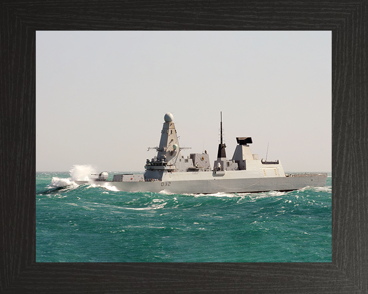 HMS Daring (D32) Photo Print - In Rough Sea 2012 - Royal Navy Type 45 Destroyer Hampshire Prints 10 x 8 Black Frame No
