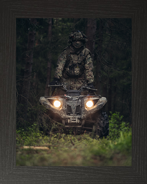 Soldier Riding a Quad bike Photo Print - British Army Hampshire Prints 10 x 8 Black Frame No