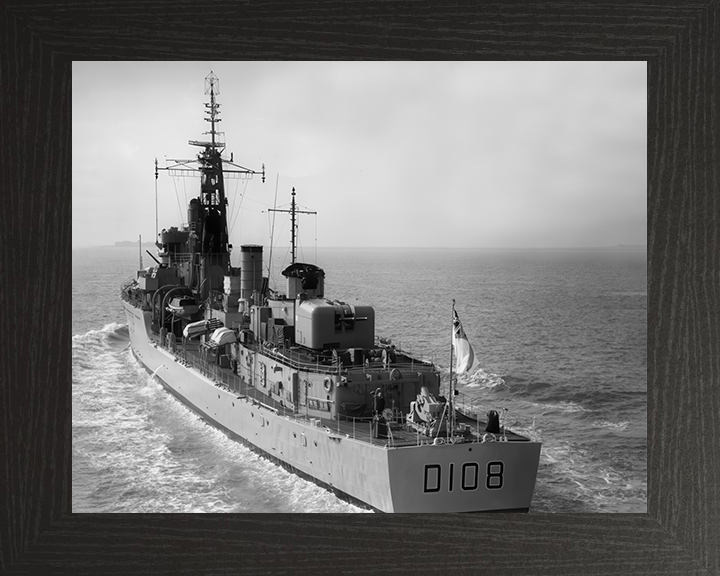 HMS Dainty (D108) Photo Print - Stern View 1964 - Royal Navy Daring Class Destroyer Hampshire Prints 10 x 8 Black Frame No