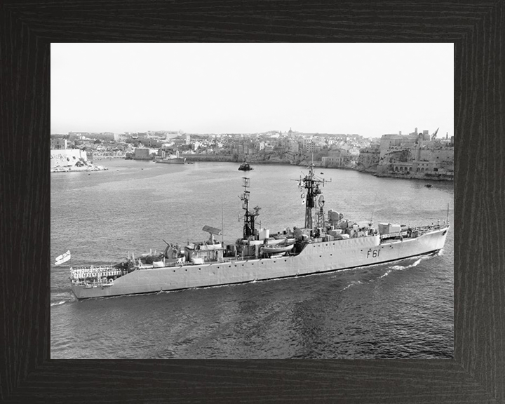 HMS Llandaff (F61) - Valletta 1961 - Royal Navy Salisbury Class Frigate Photo Print Wall Art Naval Decor UK Posters, Prints, & Visual Artwork Hampshire Prints 10 x 8 Black Frame No