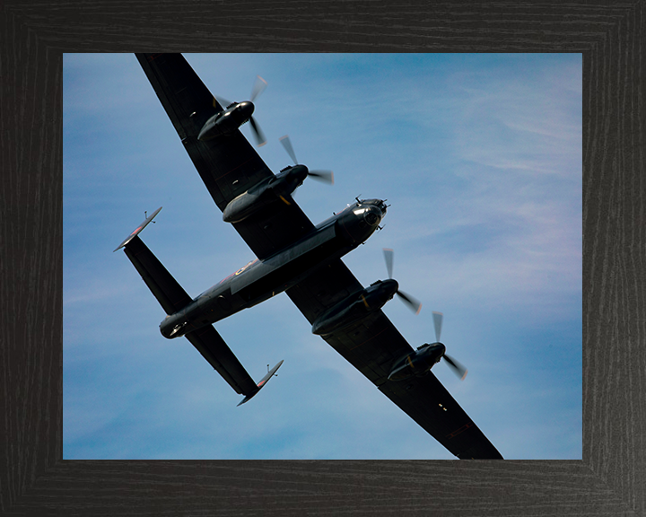 RAF Avro Lancaster in flight Close up Photo Print - Royal Air Force Aircraft Hampshire Prints 10 x 8 Black Frame No
