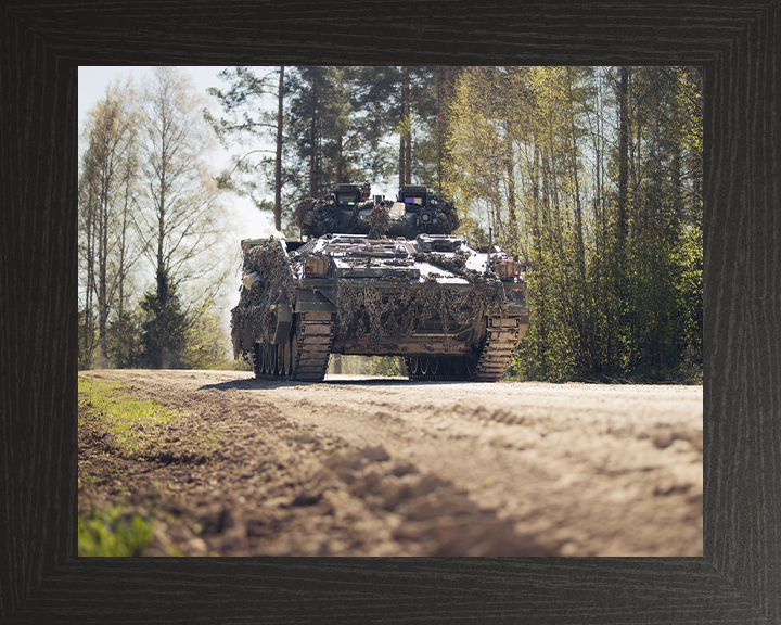 Warrior Infantry Fighting Vehicle Low View Photo Print - British Army Vehicle Hampshire Prints 10 x 8 Black Frame No
