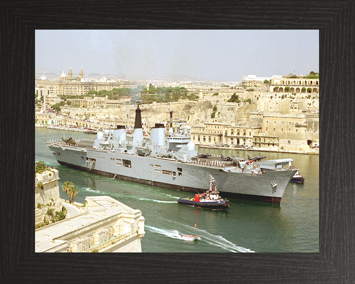 HMS Ark Royal (R07) Royal Navy Invincible Class Aircraft Carrier Malta 1994 Photo Print Wall Art Decor Posters, Prints, & Visual Artwork Hampshire Prints 10 x 8 Black Frame No