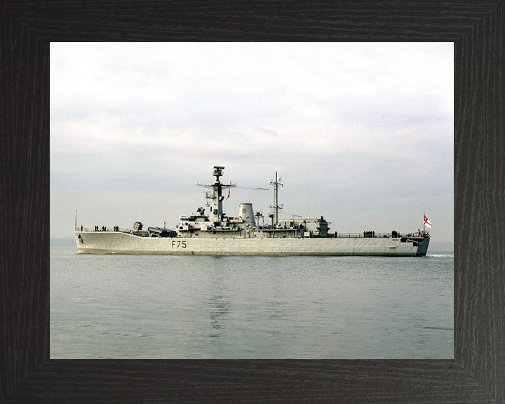 HMS Charybdis (F75) Royal Navy Leander Class Frigate Port Beam View Photo Print Wall Art Decor Posters, Prints, & Visual Artwork Hampshire Prints 10 x 8 Black Frame No