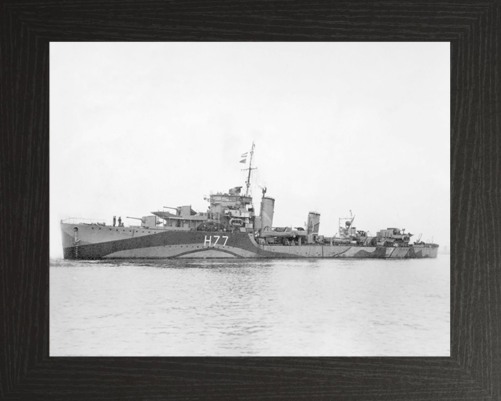 HMS Boreas (H77) Royal Navy B Class Destroyer Port Side View Photo Print Wall Art Decor Posters, Prints, & Visual Artwork Hampshire Prints 10 x 8 Black Frame No