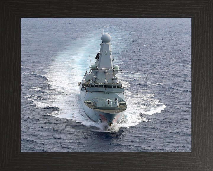 HMS Dragon (D35) Royal Navy Type 45 Destroyer Underway Bow View Photo Print Wall Art Decor Posters, Prints, & Visual Artwork Hampshire Prints 10 x 8 Black Frame No