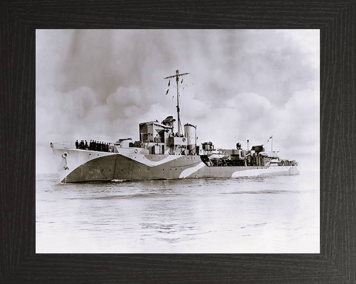 HMS Haydon (L75) - At Sea 1943 - Royal Navy Hunt Class Escort Destroyer Photo Print Wall Art Naval Decor UK Posters, Prints, & Visual Artwork Hampshire Prints 10 x 8 Black Frame No