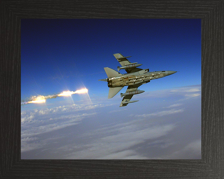 RAF Tornado F3 Firling Flares Photo Print - Royal Air Force Aircraft Hampshire Prints 10 x 8 Black Frame No
