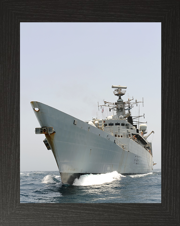 HMS Cumberland (F85) Royal Navy Type 22 Frigate Low Port Bow View Photo Print Wall Art Decor Posters, Prints, & Visual Artwork Hampshire Prints 10 x 8 Black Frame No