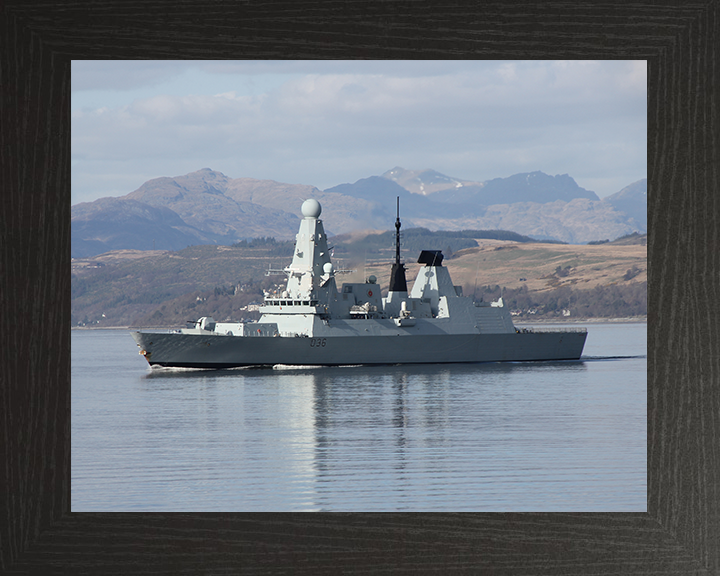 HMS Defender (D36) Royal Navy Type 45 Destroyer Port Side Reflections Photo Print Wall Art Decor Posters, Prints, & Visual Artwork Hampshire Prints 10 x 8 Black Frame No