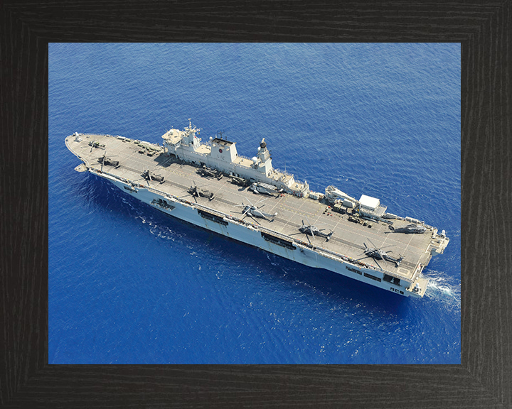 HMS Ocean (L12) Photo Print - Flight Deck View 2011 - Royal Navy Landing Platform Helicopter Hampshire Prints 10 x 8 Black Frame No